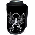 3dRose Heike Köhnen Design Animal - Crow and flowers in black and white - Can Cooler Bottle Wrap (cc_243136)