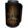 3dRose Heike Köhnen Design Animal - Funny cartoon cat in the forest - Can Cooler Bottle Wrap (cc_243139)