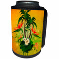 3dRose Heike Köhnen Design Nature Flowers - Tropical design with flowers and palm trees - Can Cooler Bottle Wrap (cc_243144)