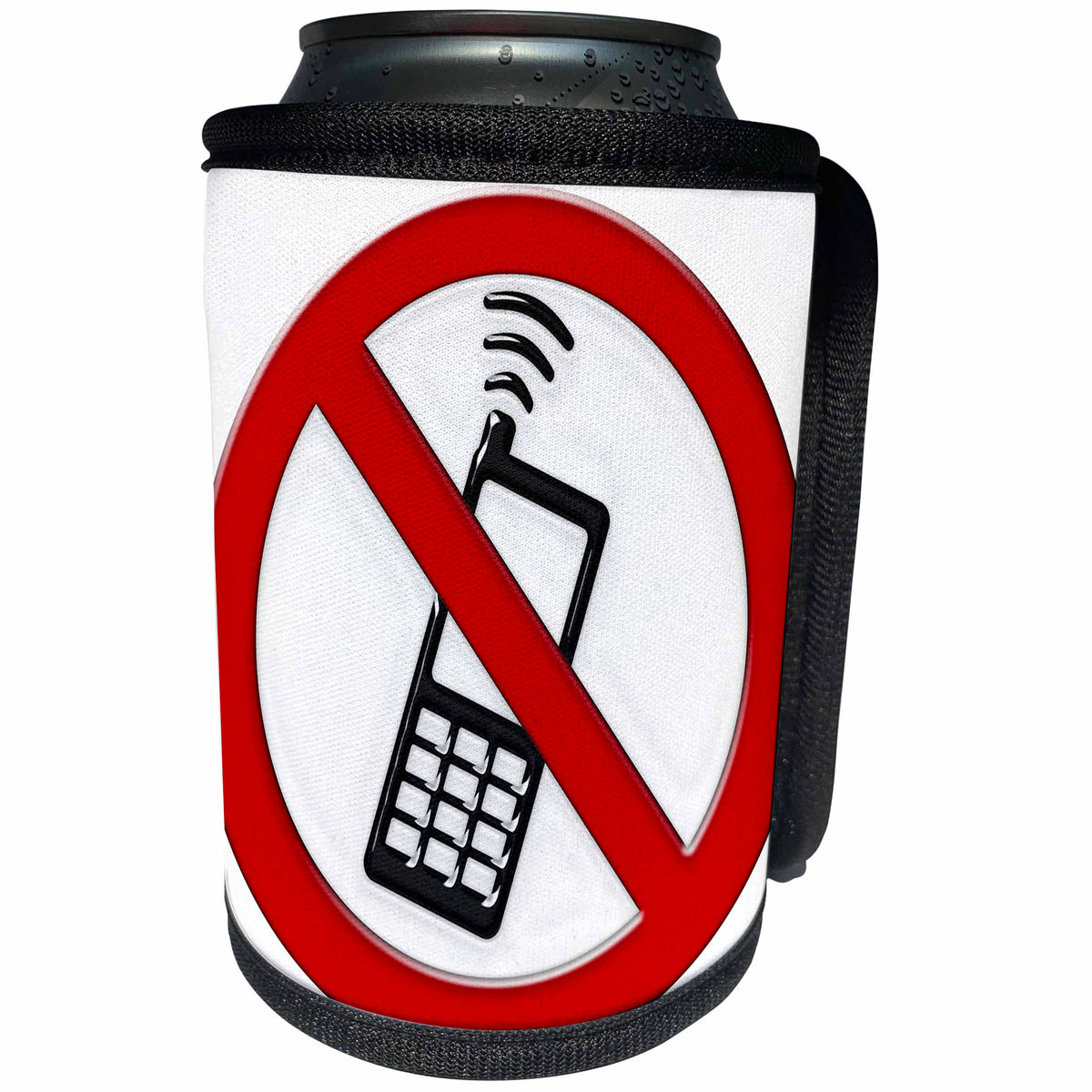 3dRose Houk Digital Design Symbols - No Mobile Phones Sign on white background - Can Cooler Bottle Wrap (cc_24315)