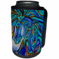 3dRose Taiche - Acrylic Painting - Horses - Wild Horses In Brown and Teal - Can Cooler Bottle Wrap (cc_243159)