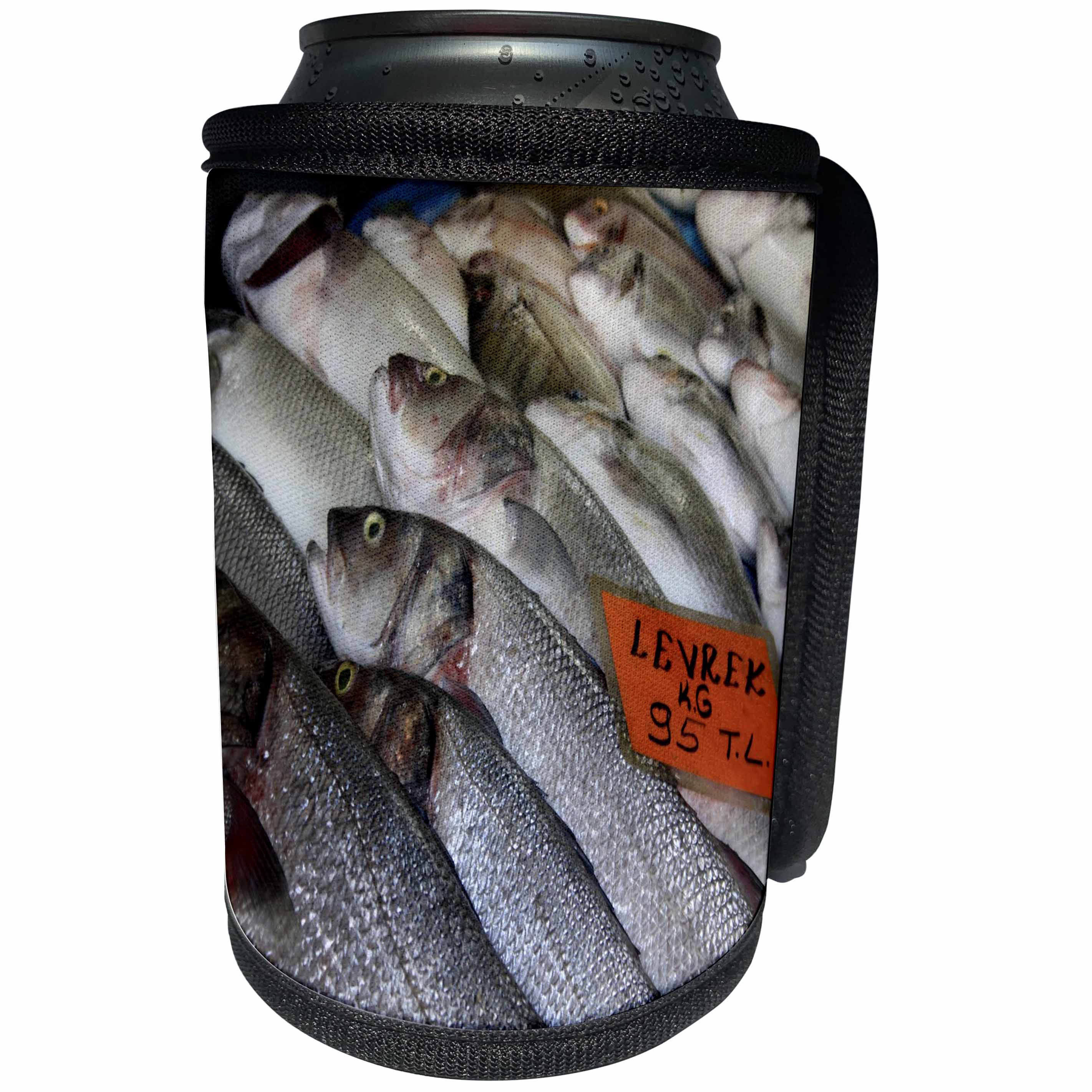 3dRose Taiche - Photography - Uncooked Food - Freshwater Perch for Sale - Can Cooler Bottle Wrap (cc_243178)