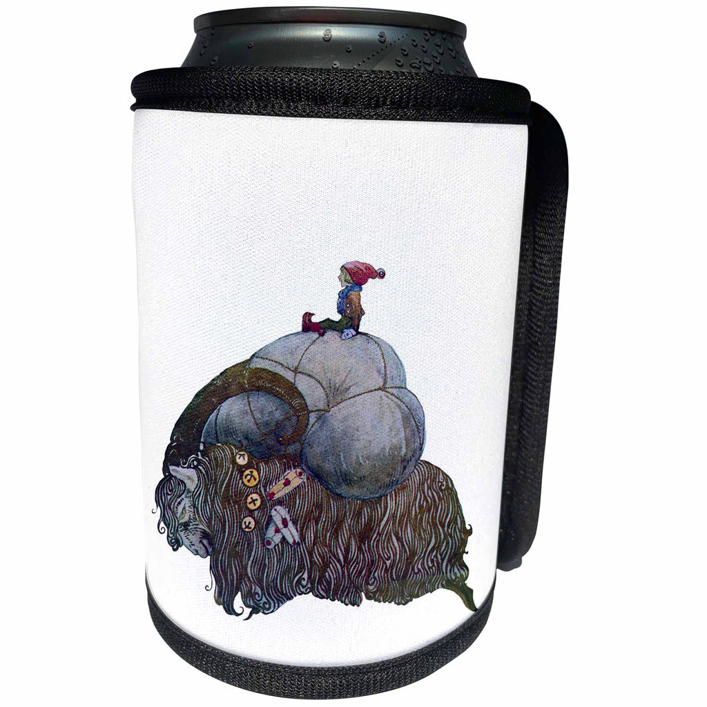 3dRose Taiche - Illustration - Vintage - Jullbocken Yule Goat Scandinavian Christmas Tradition - Can Cooler Bottle Wrap (cc_243189)