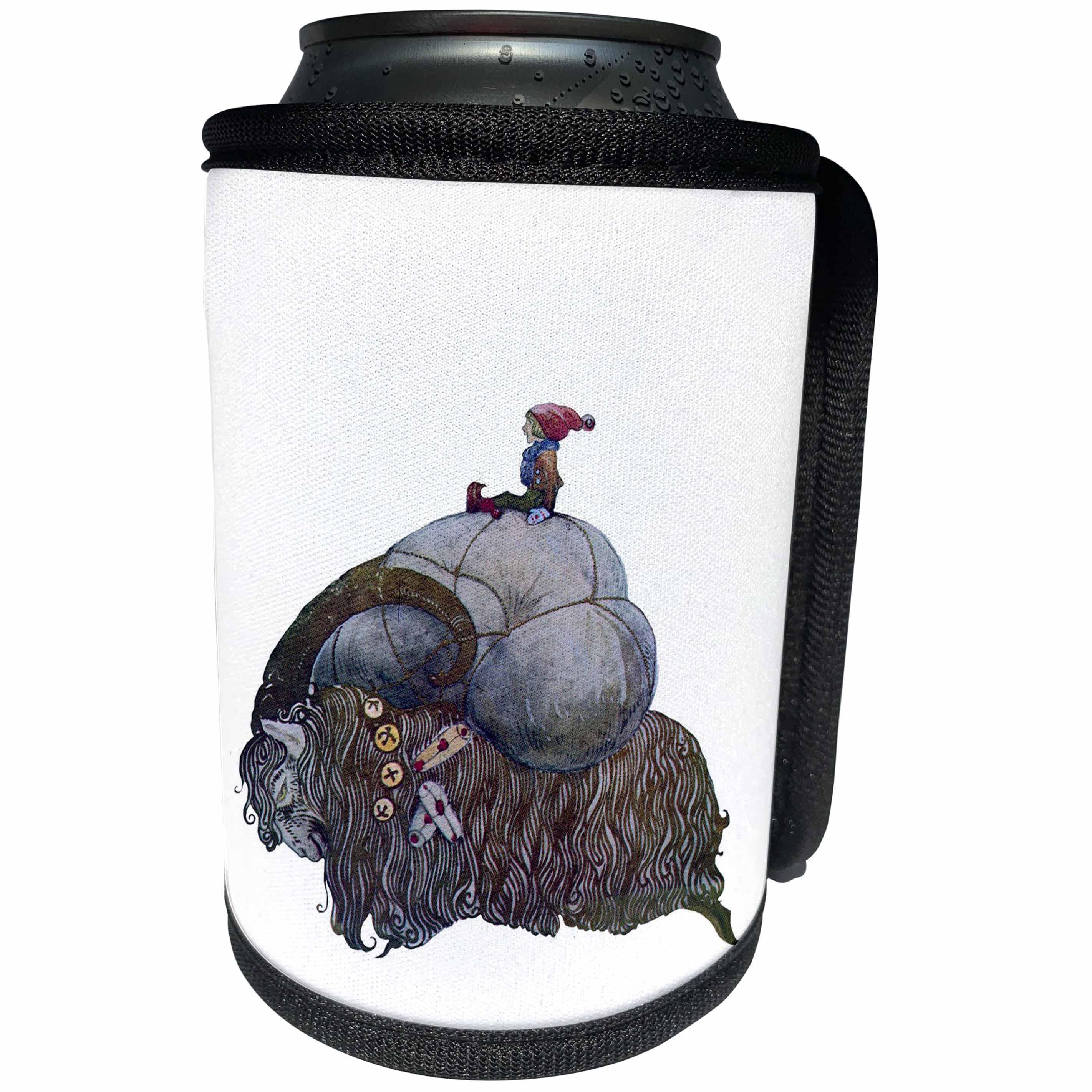 3dRose Taiche - Illustration - Vintage - Jullbocken Yule Goat Scandinavian Christmas Tradition - Can Cooler Bottle Wrap (cc_243189)
