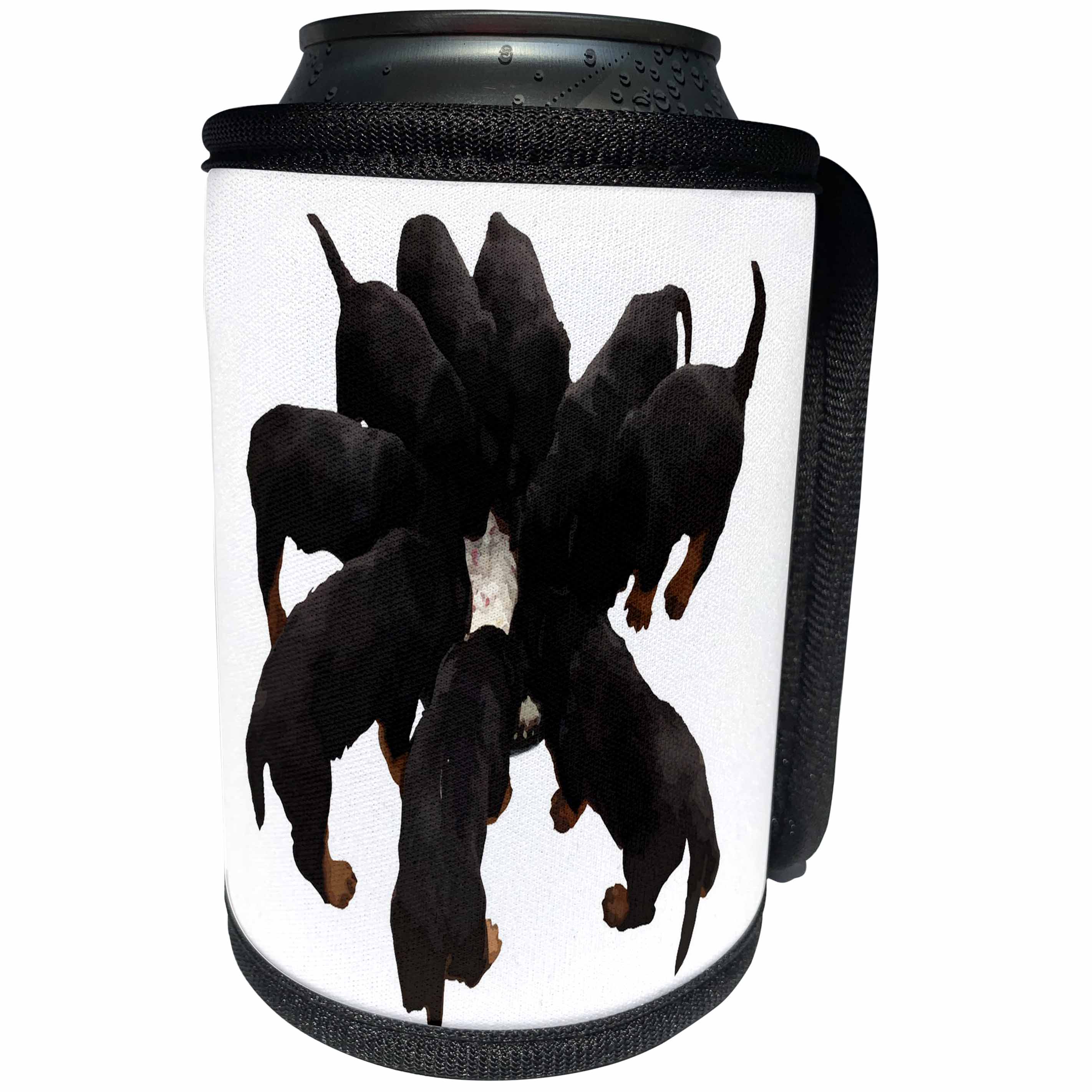 3dRose Taiche - Vector - Rottweiler - Nine Rottweiler Puppies Eating Vector - Can Cooler Bottle Wrap (cc_243194)