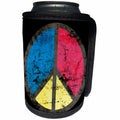 3dRose Houk Digital Design Symbols - Peace Symbol grunge on black background - Can Cooler Bottle Wrap (cc_24320)