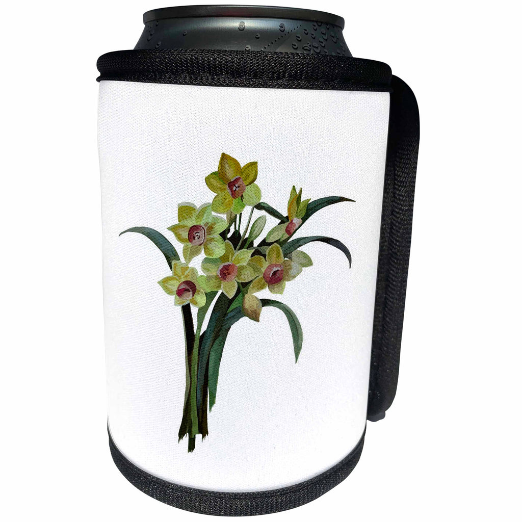 3dRose Taiche - Vector - Narcissus - Lent Lily Isolated - Can Cooler Bottle Wrap (cc_243200)