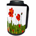 3dRose Taiche - Vector - Cosmos - Red Cosmos Flower In A Meadow Isolated on White - Can Cooler Bottle Wrap (cc_243204)