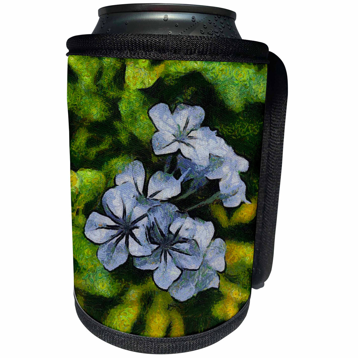 3dRose Taiche - Acrylic Painting - Plumbago - Delicate Plumbago Painted In Van Goch Style - Can Cooler Bottle Wrap (cc_243211)