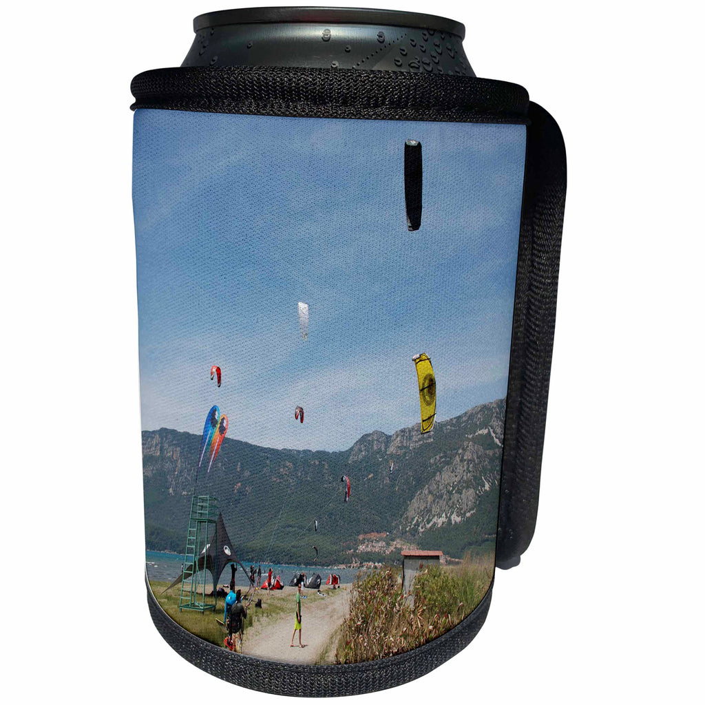 3dRose Taiche - Photography - Kite Surfing - Kite Surfing at Akcapinar Gokova Akyaka Turkey - Can Cooler Bottle Wrap (cc_243219)