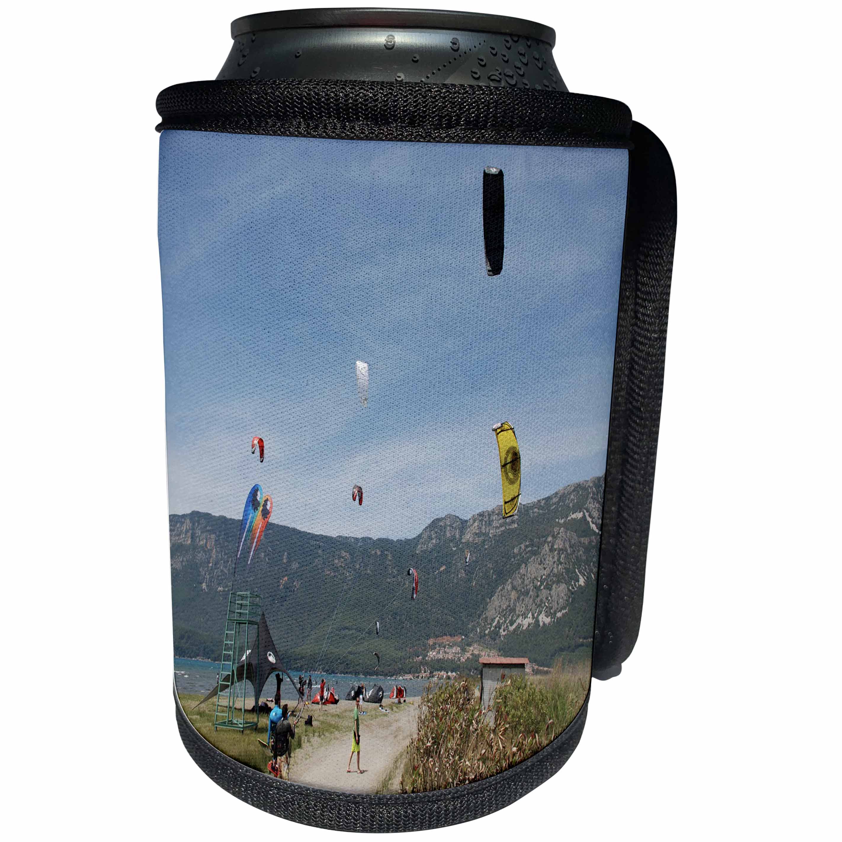 3dRose Taiche - Photography - Kite Surfing - Kite Surfing at Akcapinar Gokova Akyaka Turkey - Can Cooler Bottle Wrap (cc_243219)