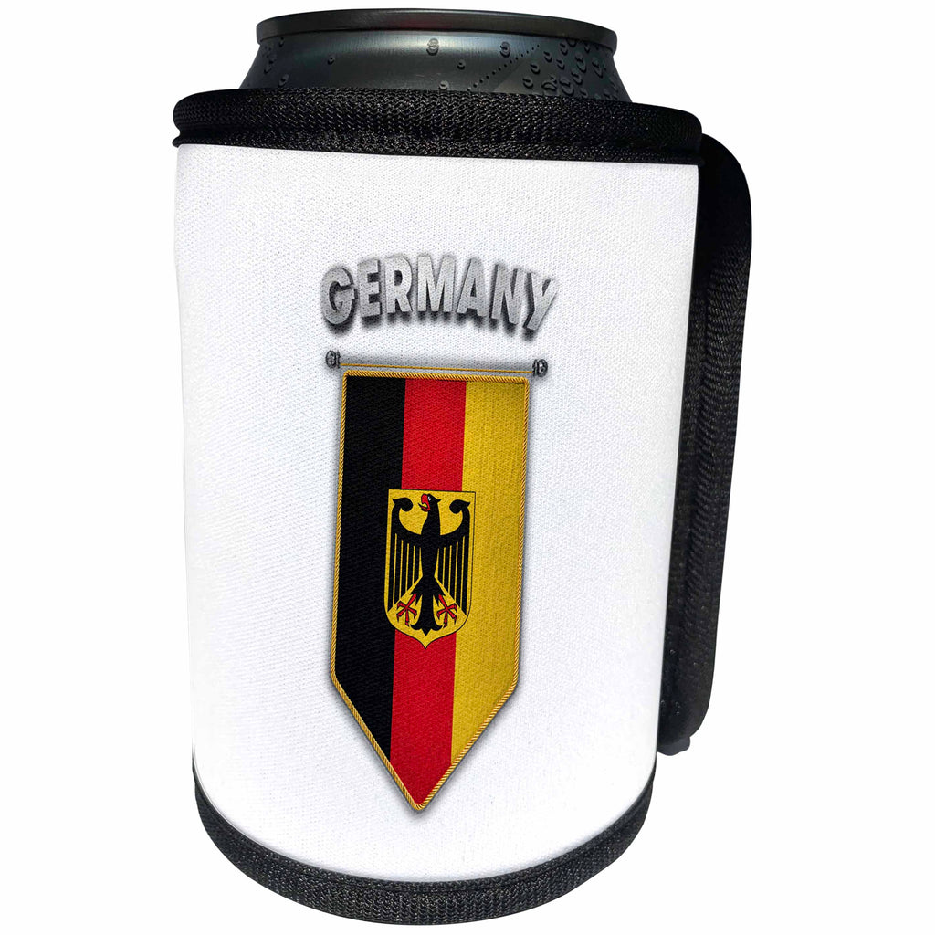 3dRose Carsten Reisinger - Illustrations - Pennant with flag of Germany with coat of arms eagle - Can Cooler Bottle Wrap (cc_243251)