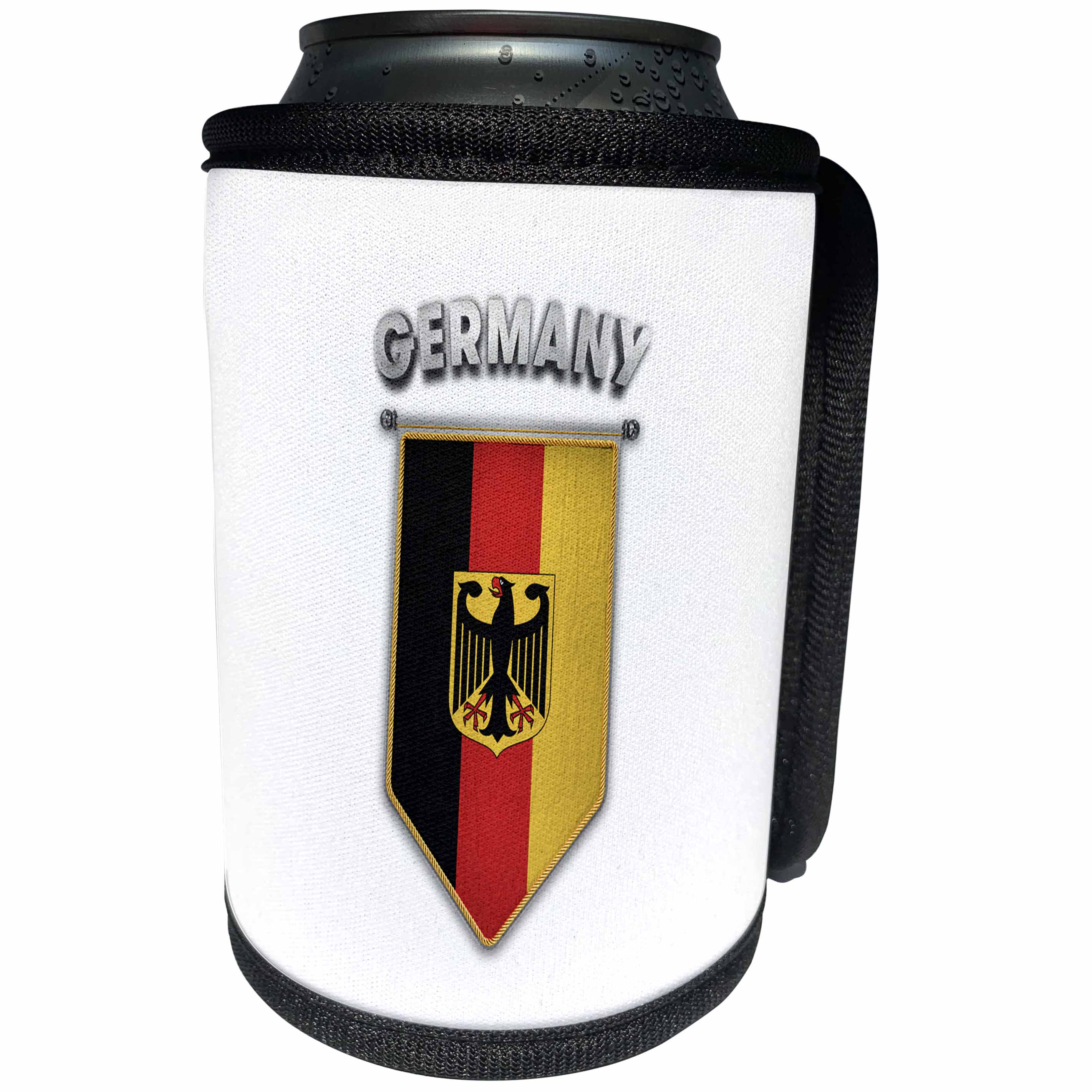 3dRose Carsten Reisinger - Illustrations - Pennant with flag of Germany with coat of arms eagle - Can Cooler Bottle Wrap (cc_243251)