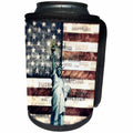 3dRose Phil Perkins - USA - Vintage Patriotic American Liberty - statue of liberty with American flag - Can Cooler Bottle Wrap (cc_243444)