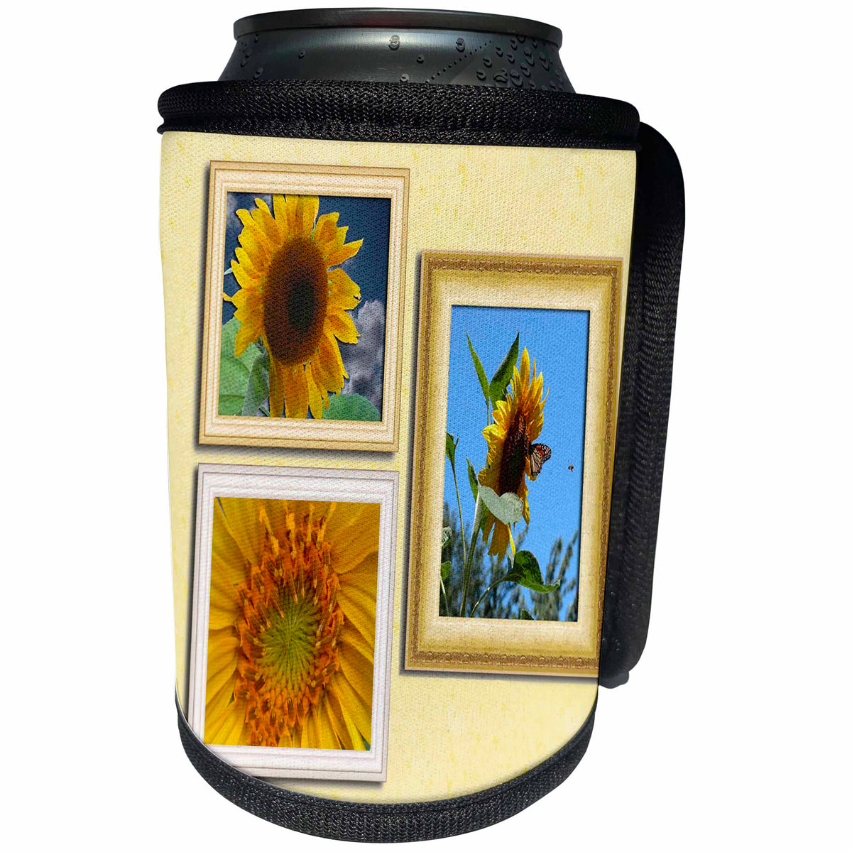 3dRose Beverly Turner Flora Photography - Framed Sunflowers - Can Cooler Bottle Wrap (cc_24345)