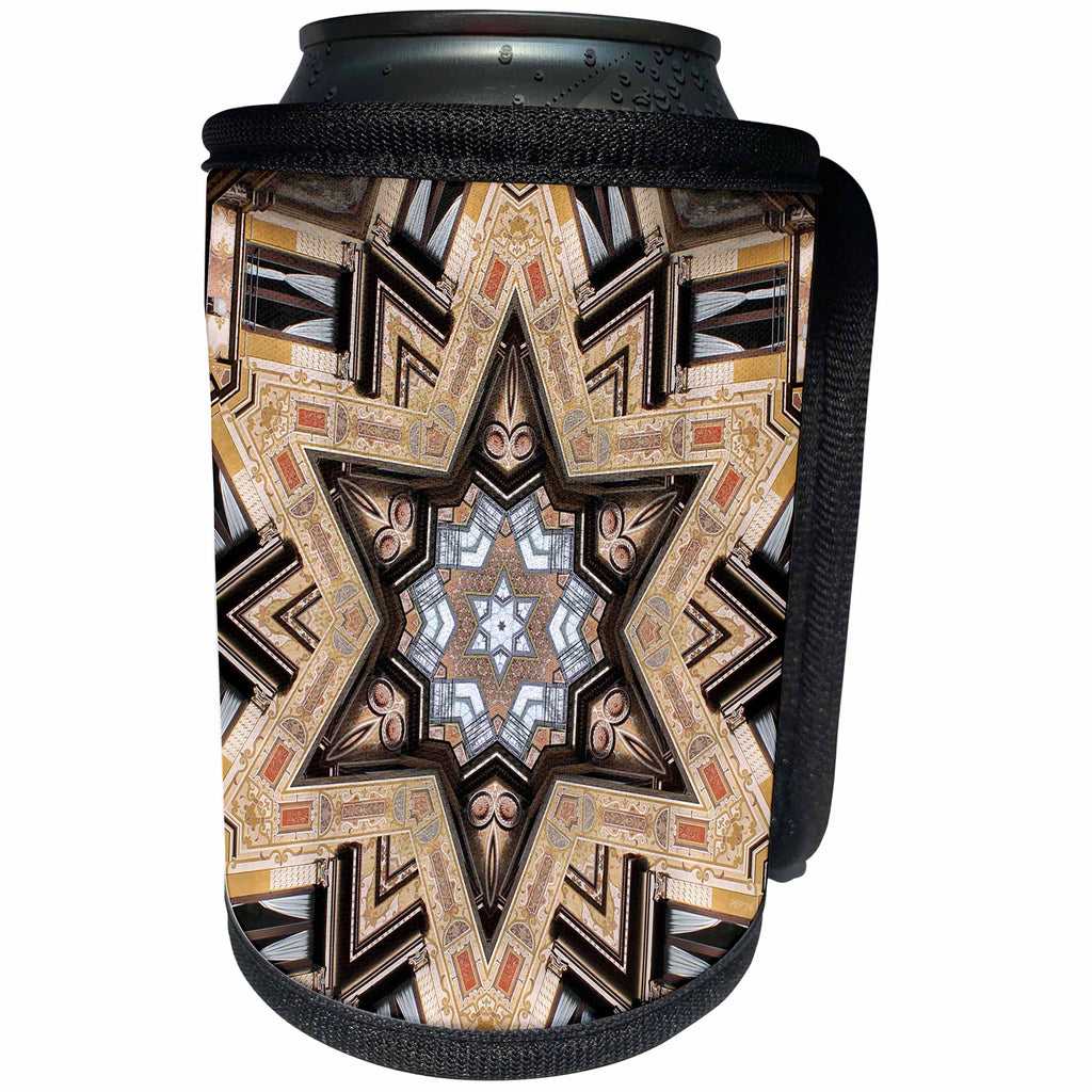 3dRose Phil Perkins - Religion - Architectural Star of David - Judaism star of David architecture design - Can Cooler Bottle Wrap (cc_243450)