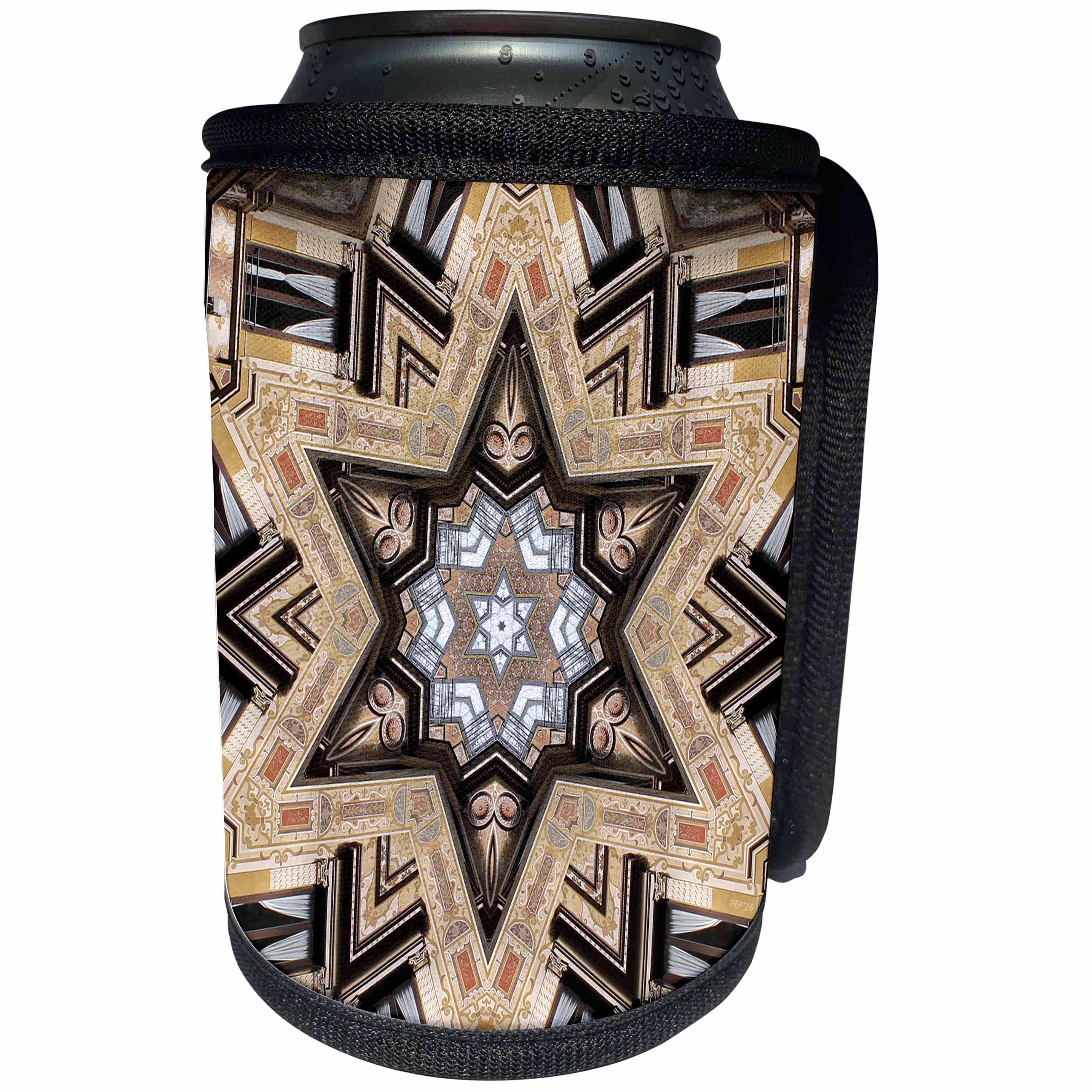 3dRose Phil Perkins - Religion - Architectural Star of David - Judaism star of David architecture design - Can Cooler Bottle Wrap (cc_243450)