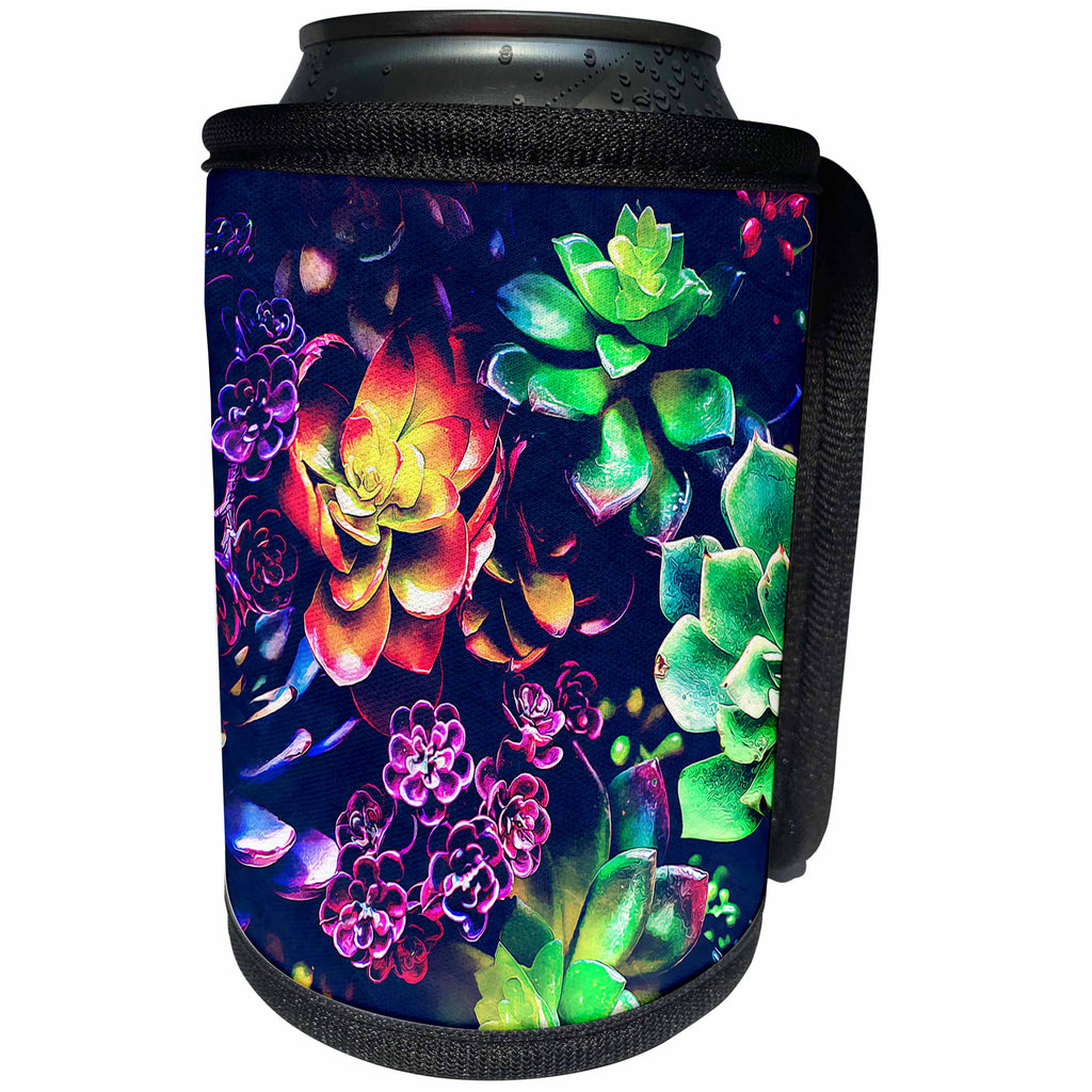 3dRose Phil Perkins - Nature - Colorful Plants - macro and vibrant photograph of succulent plant - Can Cooler Bottle Wrap (cc_243451)