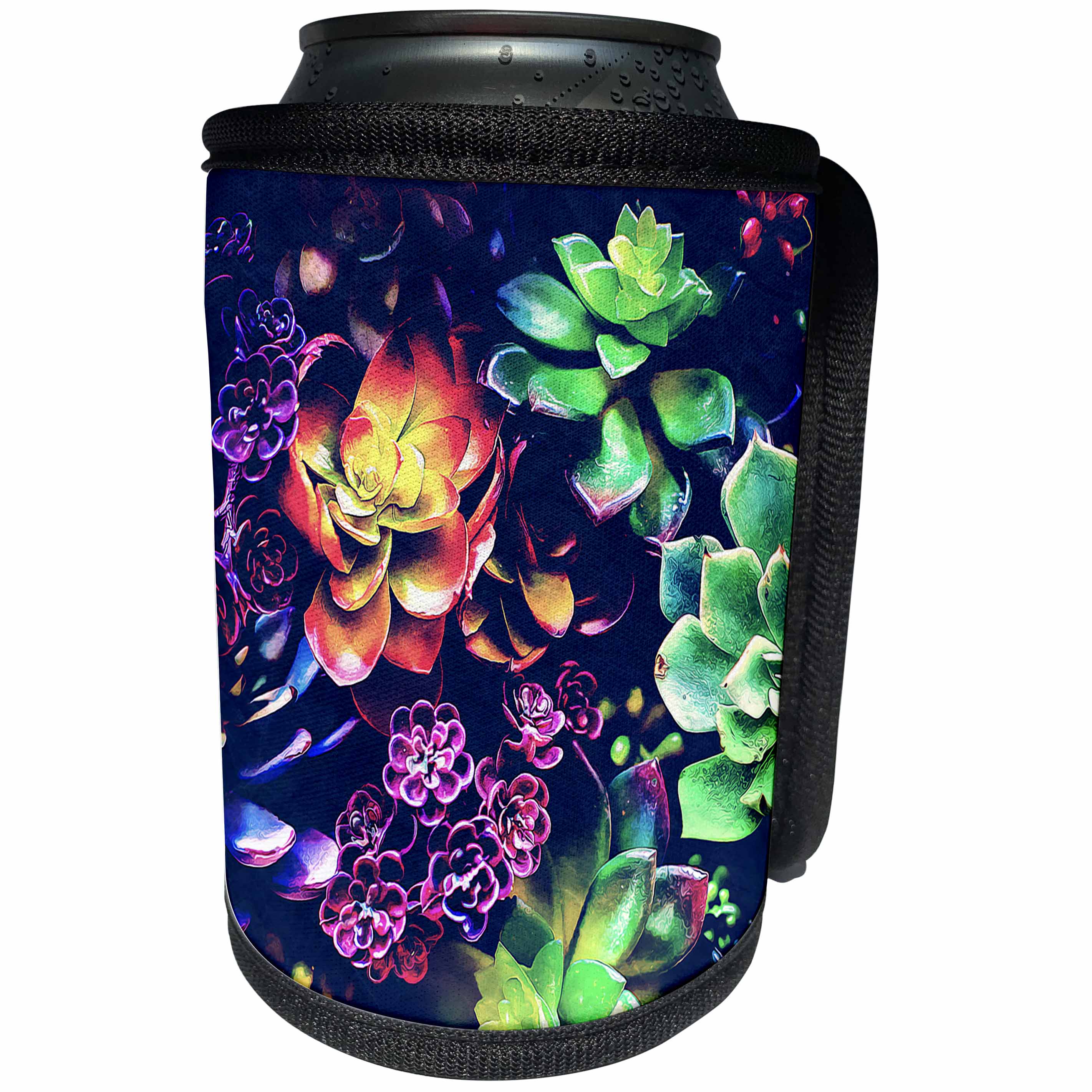 3dRose Phil Perkins - Nature - Colorful Plants - macro and vibrant photograph of succulent plant - Can Cooler Bottle Wrap (cc_243451)