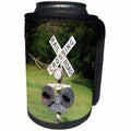 3dRose Phil Perkins - Photography - Vintage Railroad Crossing Sign - old school photograph of railroad sign - Can Cooler Bottle Wrap (cc_243453)