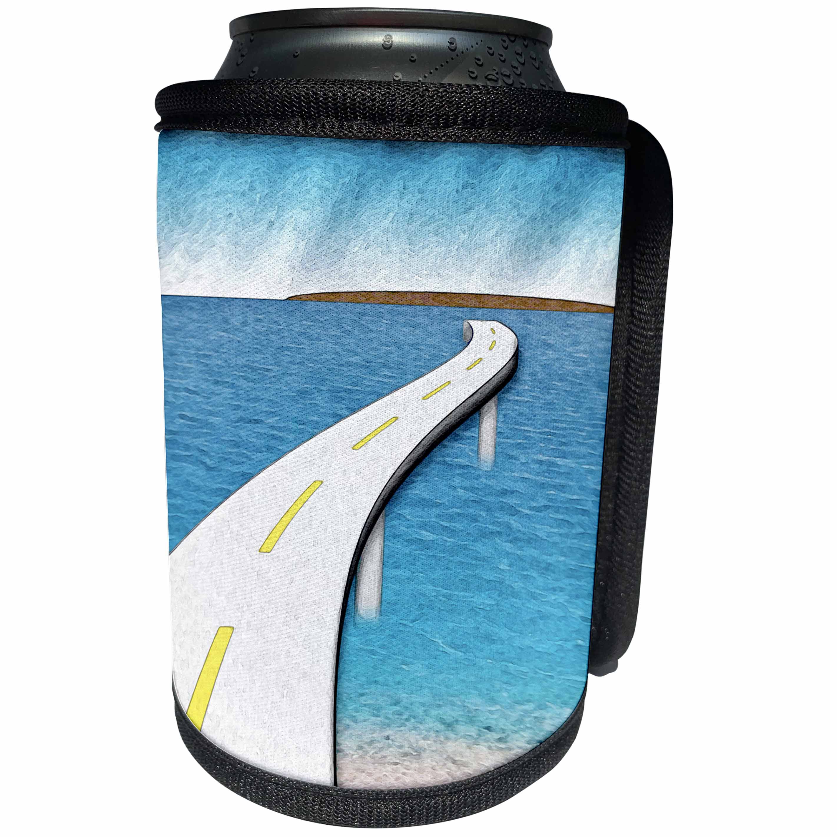 3dRose Phil Perkins - Cities And Structures - Road Work Ahead - whimsical illustration of a bridge to nowhere - Can Cooler Bottle Wrap (cc_243459)