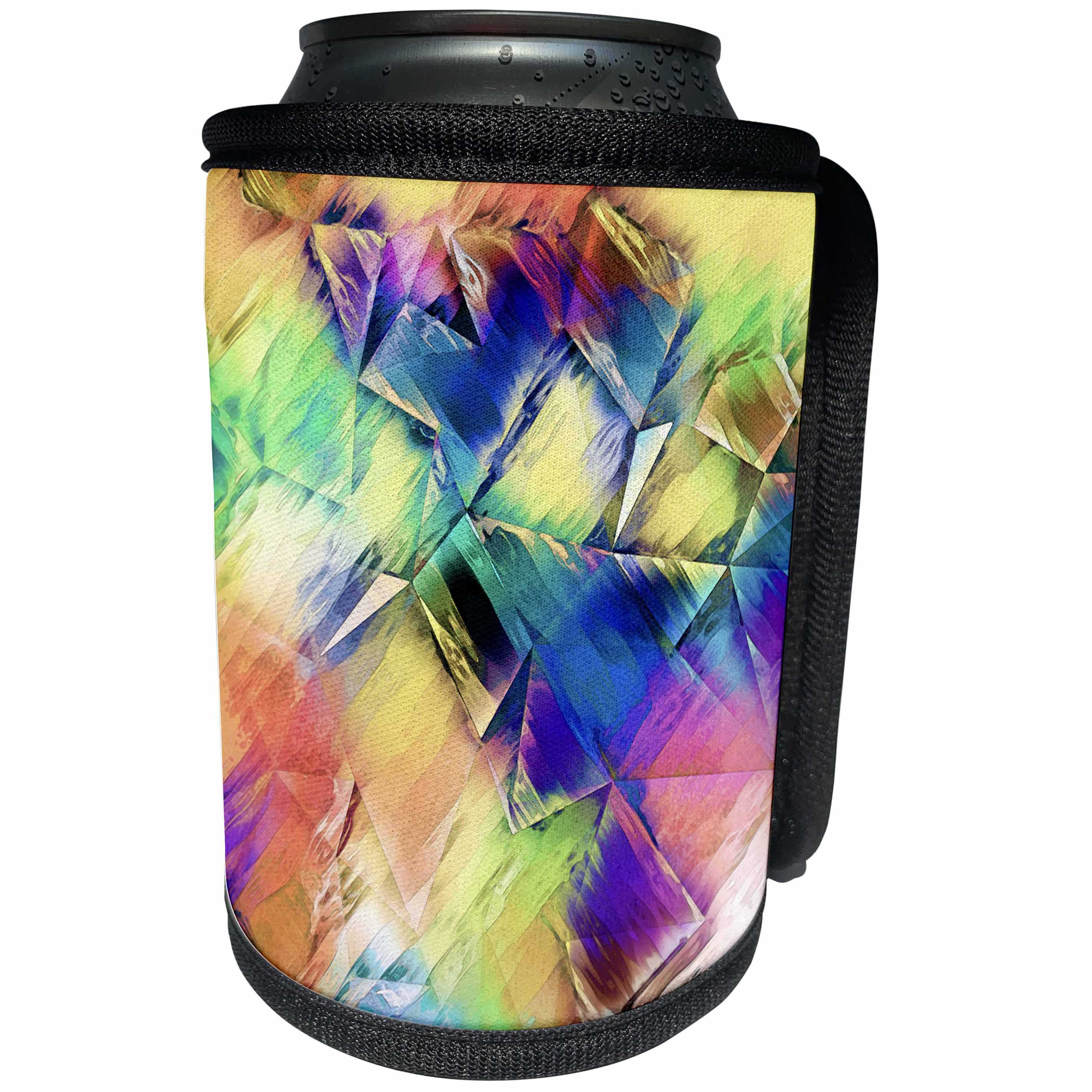 3dRose Phil Perkins - Abstract - Painting Light To Shapes - colorful artistic abstract with textures - Can Cooler Bottle Wrap (cc_243461)