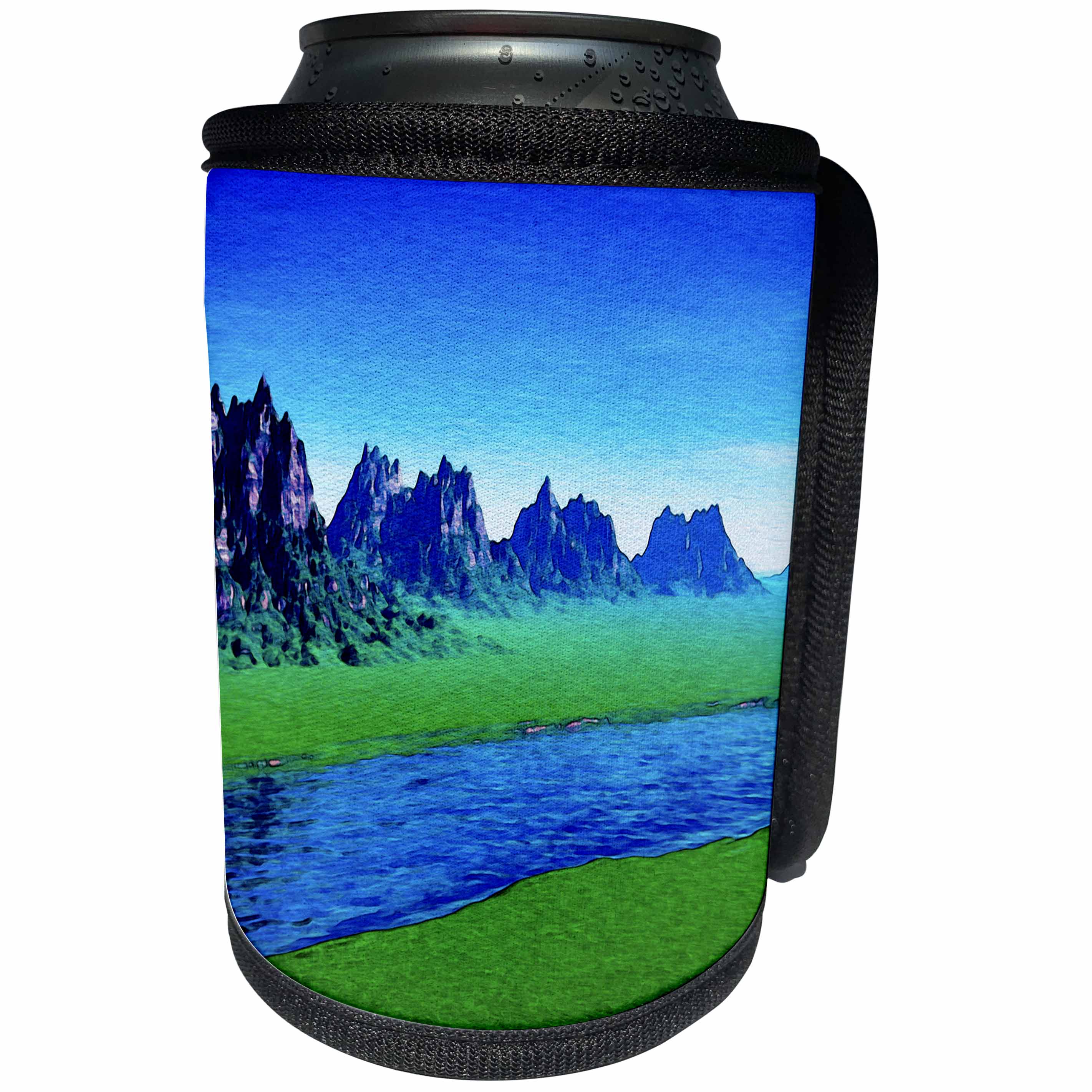 3dRose Phil Perkins - Nature - Mountain River Landscape - vibrant landscape of rocky mountain range - Can Cooler Bottle Wrap (cc_243464)