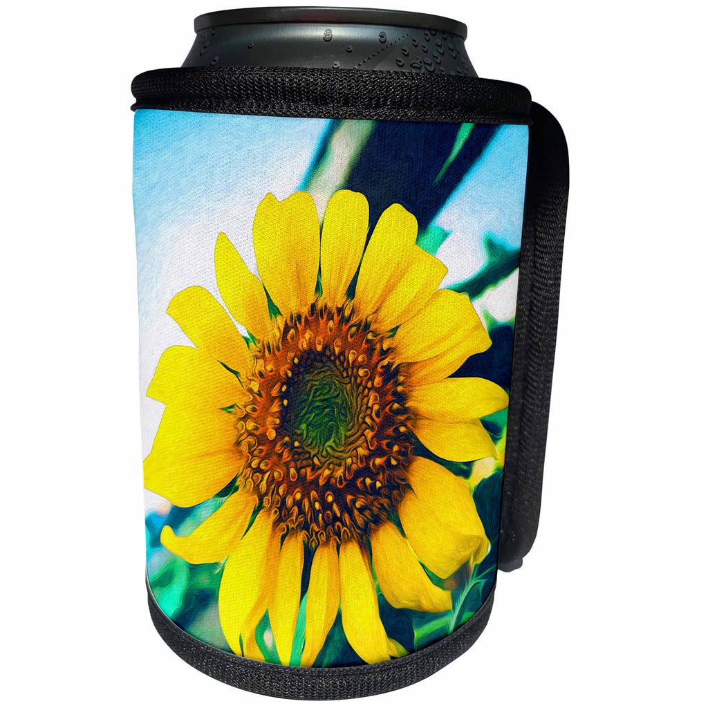 3dRose Phil Perkins - Nature - Oversized Sunflower - macro perspective golden sunflower in nature - Can Cooler Bottle Wrap (cc_243467)