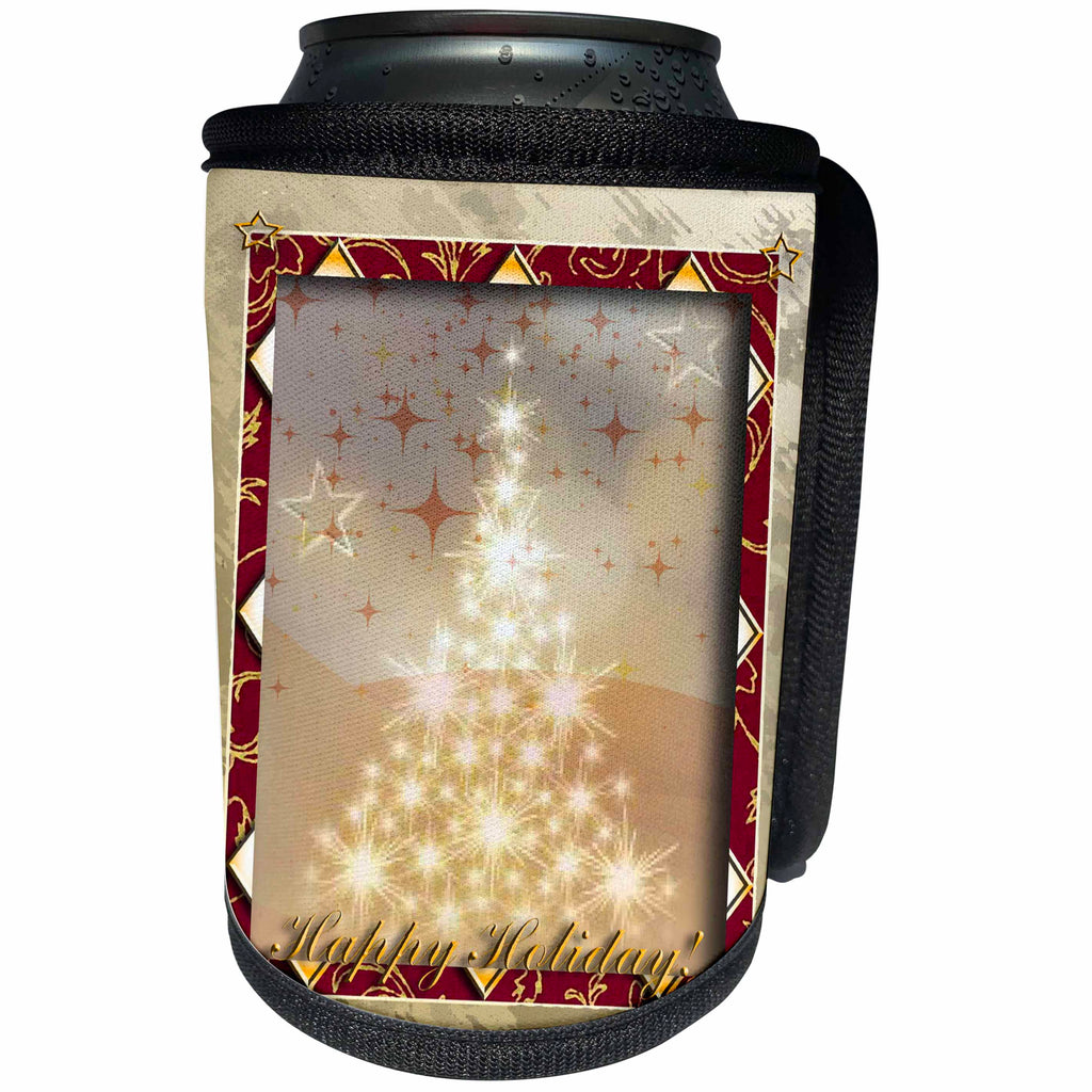 3dRose Beverly Turner Christmas Design - Tree of Lights Happy Holiday - Can Cooler Bottle Wrap (cc_24347)