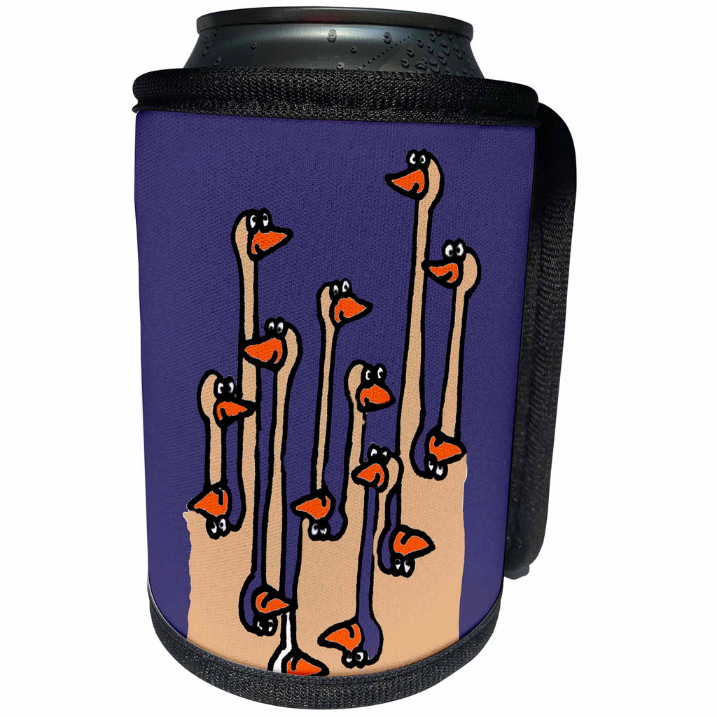 3dRose All Smiles Art Birds - Funny Ostriches in the Sand Abstract Art Reflections - Can Cooler Bottle Wrap (cc_243482)