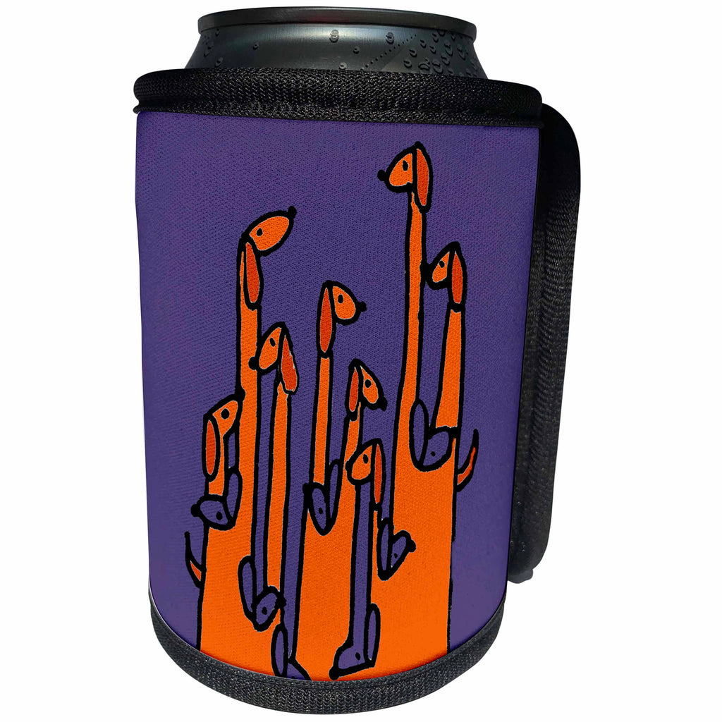 3dRose All Smiles Art Pets - Cute Funny Dachshund Dogs Reflections Abstract Art - Can Cooler Bottle Wrap (cc_243483)