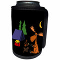 3dRose All Smiles Art Sports and Hobbies - Cool Funny Moose Camping and Roasting Marshmallows - Can Cooler Bottle Wrap (cc_243484)