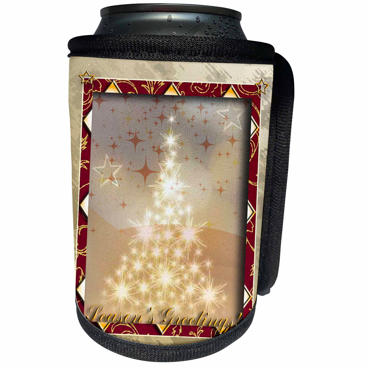 3dRose Beverly Turner Christmas Design - Tree of Lights Season s Greetings - Can Cooler Bottle Wrap (cc_24349)