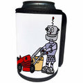 3dRose All Smiles Art Funny - Funny Robot is Mowing Grass with a Red Lawn Mower Cartoon - Can Cooler Bottle Wrap (cc_243493)