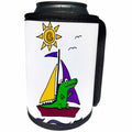 3dRose All Smiles Art Sports and Hobbies - Funny Alligator Sailing on Colorful Sailboat - Can Cooler Bottle Wrap (cc_243495)