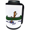 3dRose All Smiles Art Sports and Hobbies - Funny Cute Sea Otter Canoeing in Green Canoe - Can Cooler Bottle Wrap (cc_243496)