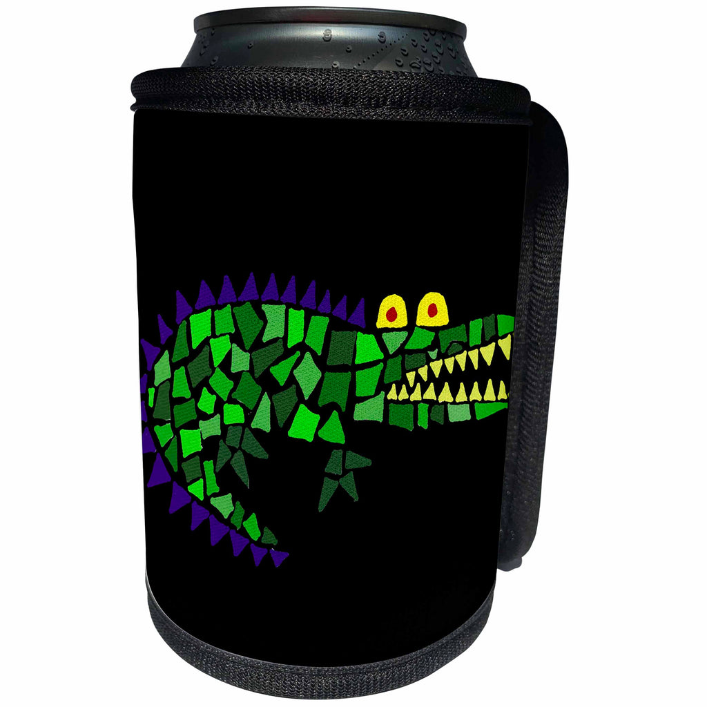 3dRose All Smiles Art Reptiles and Amphibians - Funny Cool Alligator Abstract Art Original - Can Cooler Bottle Wrap (cc_243498)