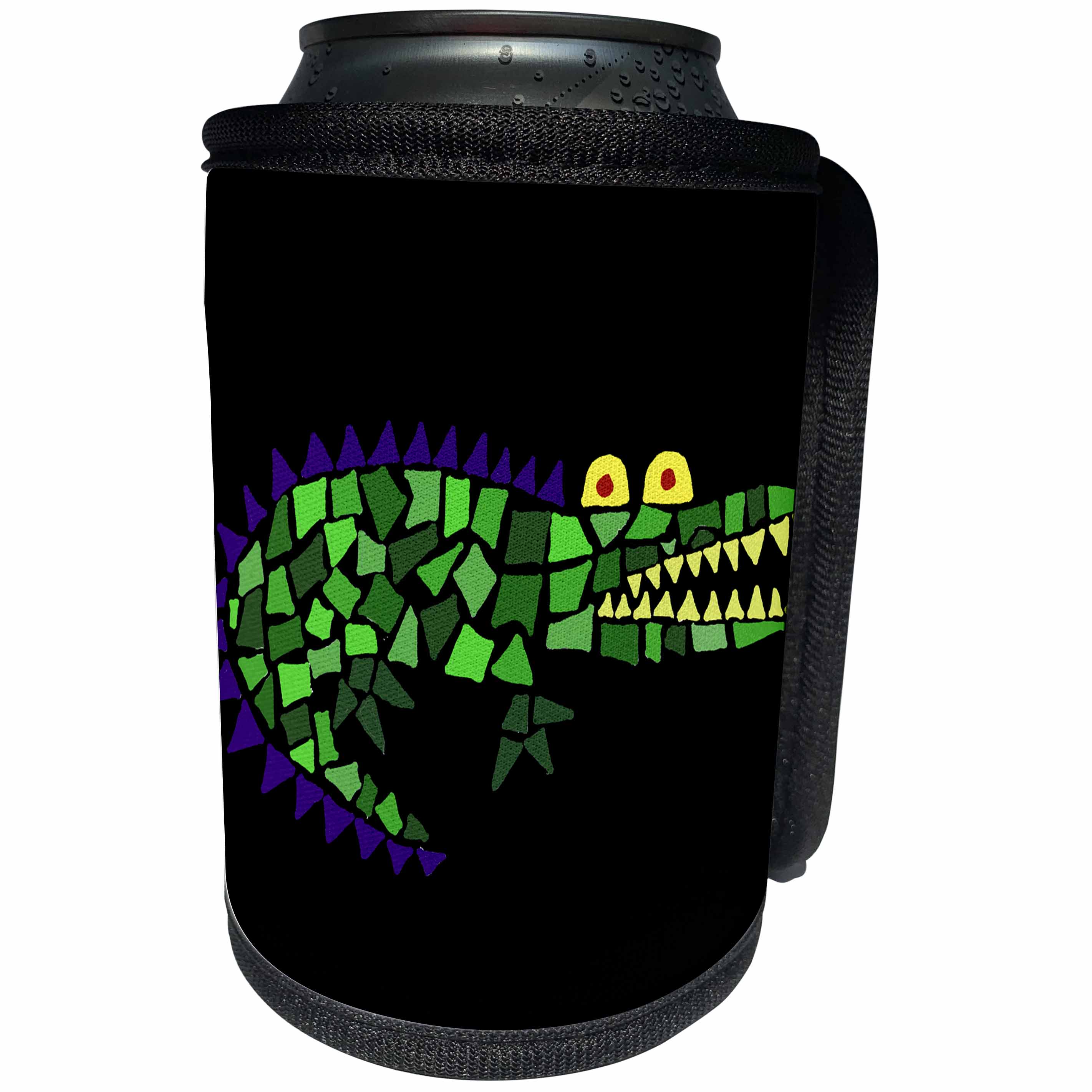 3dRose All Smiles Art Reptiles and Amphibians - Funny Cool Alligator Abstract Art Original - Can Cooler Bottle Wrap (cc_243498)