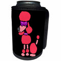 3dRose All Smiles Art Pets - Funny Cool Pink Poodle Wearing Sunglasses and Rhinestones - Can Cooler Bottle Wrap (cc_243499)