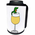 3dRose All Smiles Art Food and Drinks - Funny Alligator Sitting on Rim of White Wine Glass - Can Cooler Bottle Wrap (cc_243508)