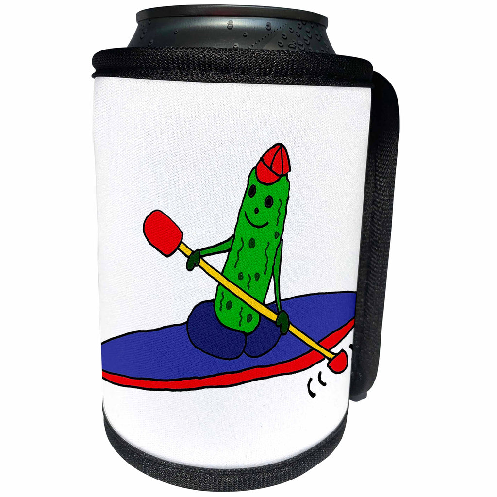3dRose All Smiles Art Sports and Hobbies - Funny Pickle Kayaking - Can Cooler Bottle Wrap (cc_243515)