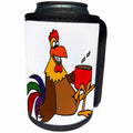 3dRose All Smiles Art Food and Drinks - Funny Colorful Rooster is Drinking his Morning Coffee - Can Cooler Bottle Wrap (cc_243518)