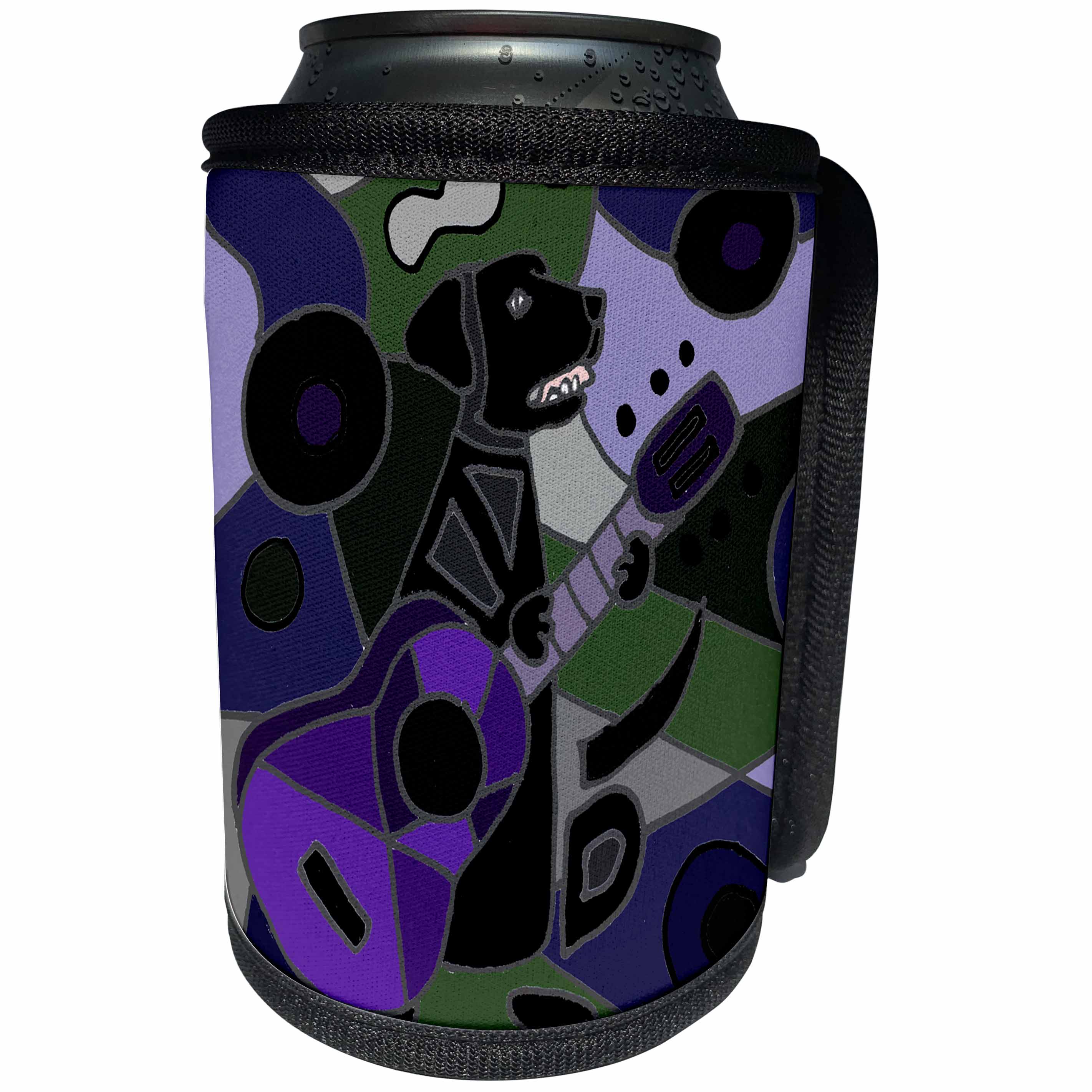 3dRose All Smiles Art Pets - Cool Funny Black Labrador Retriever Playing Guitar Art - Can Cooler Bottle Wrap (cc_243520)