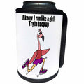 3dRose All Smiles Art Sports and Hobbies - Funny Pink Flamingo Running Like a Girl - Can Cooler Bottle Wrap (cc_243532)