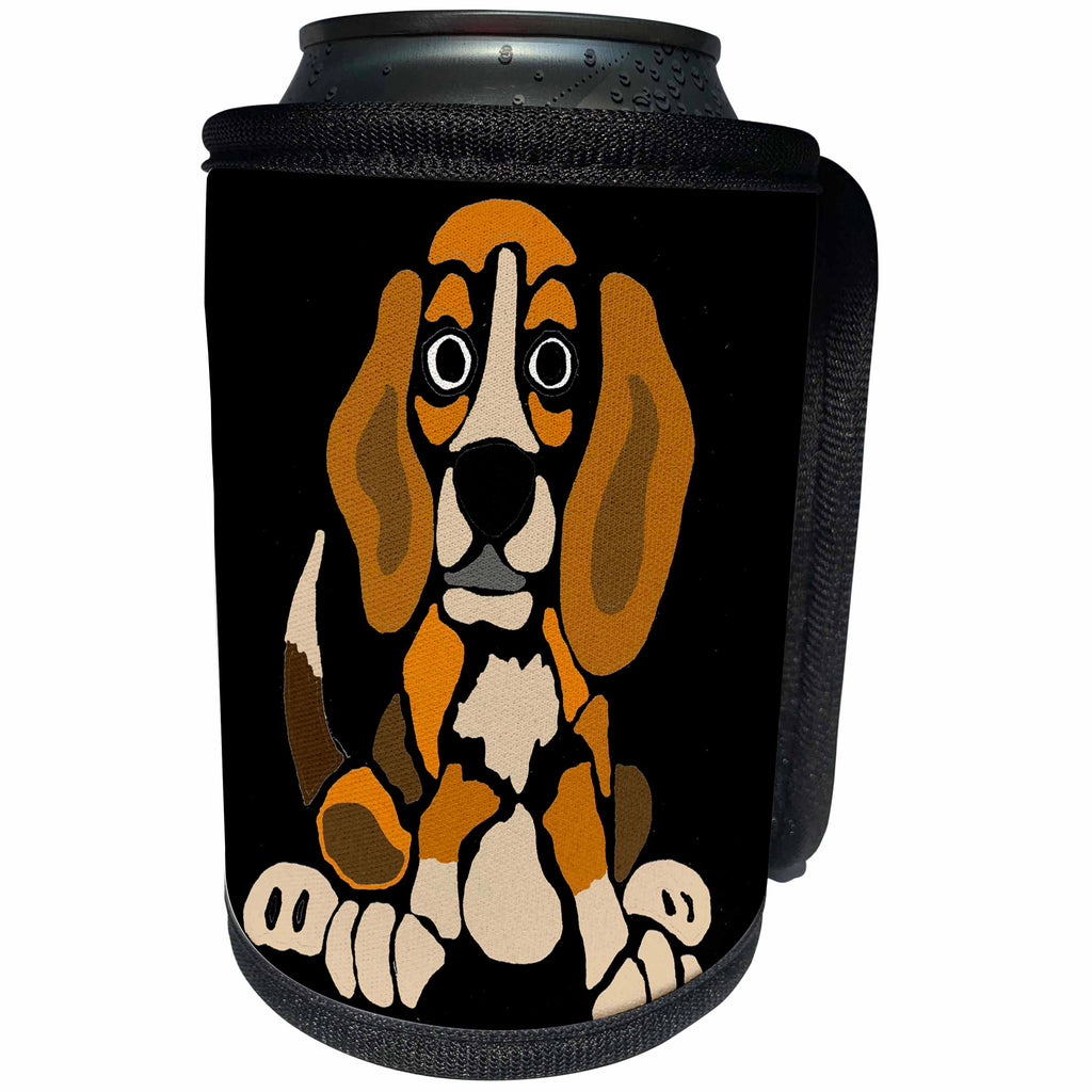 3dRose All Smiles Art Pets - Cool Funny Beagle Puppy Dog Abstract Art Original - Can Cooler Bottle Wrap (cc_243542)