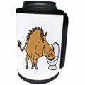 3dRose All Smiles Art Funny - Funny Warthog Drinking from Toilet Bowl Cartoon - Can Cooler Bottle Wrap (cc_243543)