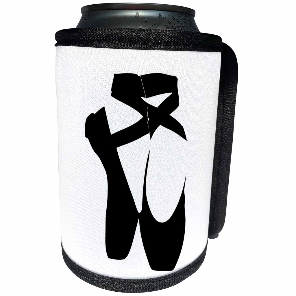 3dRose Florene Classical - Image of Black Ballet Shoes On Toes - Can Cooler Bottle Wrap (cc_243544)