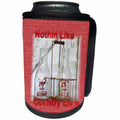 3dRose Florene Country Life - Image of Country Milk bottles On Red Burlap With Message - Can Cooler Bottle Wrap (cc_243548)