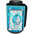 3dRose Beverly Turner Christmas Design - Aqua Snow Tree Ornament Merry Christmas - Can Cooler Bottle Wrap (cc_24356)