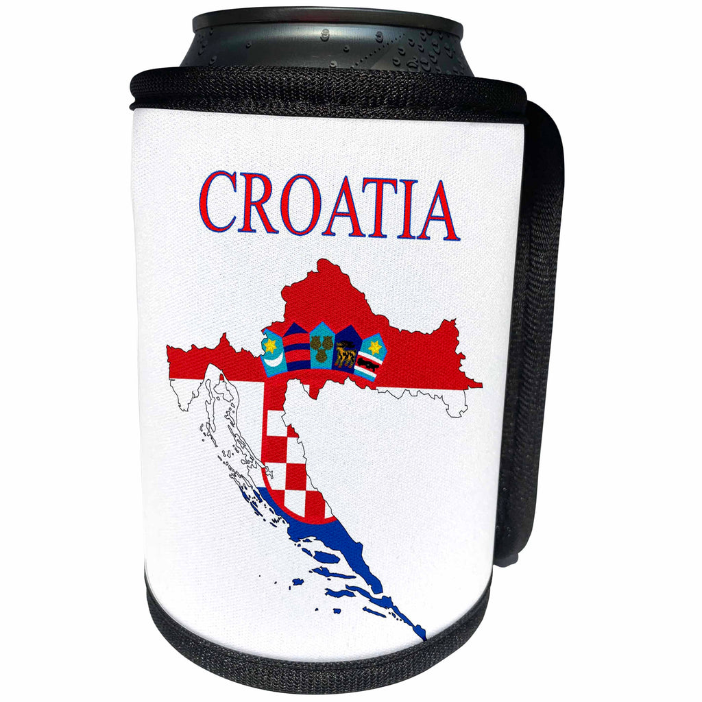 3dRose Florene Maps In Exotic Outline - Image of Exotic Croatia Map In Flag Colors And Symbols - Can Cooler Bottle Wrap (cc_243561)